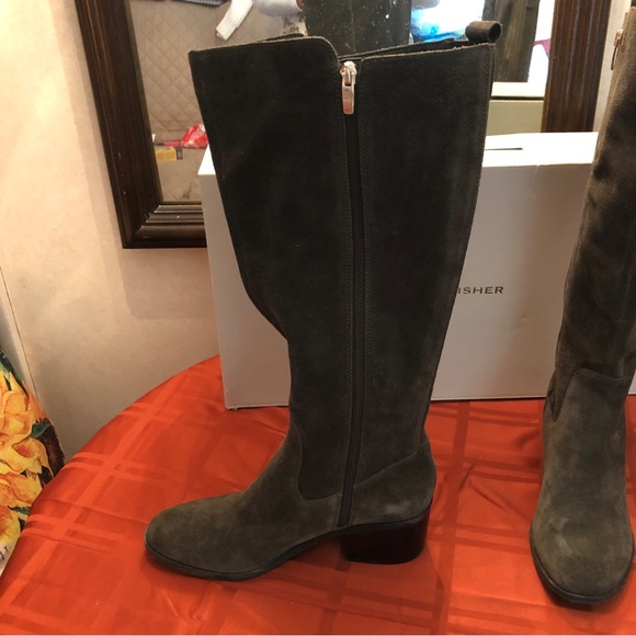 Marc Fisher Womens Rela Heels Tall Knee-High Boots - Dark Green Suede Size 10M - Picture 8 of 16